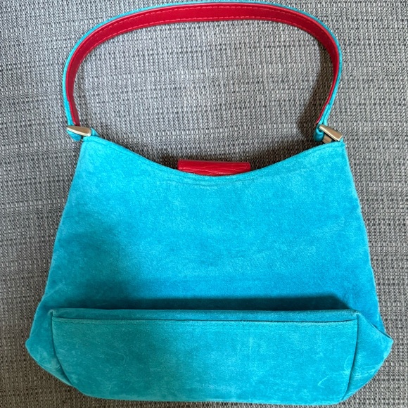 NWOT  ISABELLE FIORE Turquoise & Red Beaded Floral Bag Purse - Picture 2 of 3